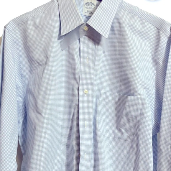 Brooks Brothers Slim Fit Blue Dress Shirt Non Iron Sz 16 1/2 35 Men - Picture 4 of 5